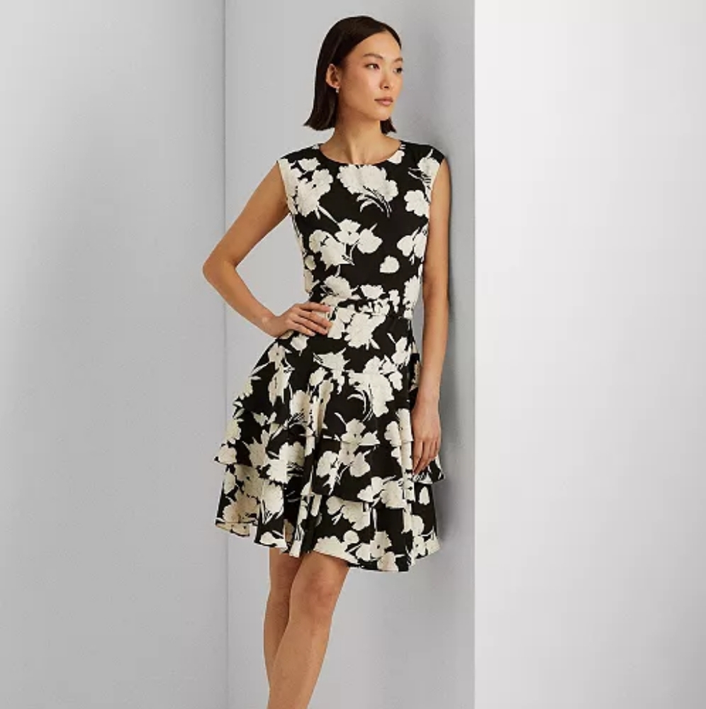 Floral Georgette Drop-Waist Dress - Lauren Ralph Lauren - Size 6